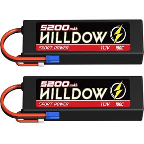 11.1V 3S Lipo Battery 100C 5200MAH RC Battery Hardcase مع موصل EC5 لـ RC Car Boat Truck Models Models (2 Pack)
