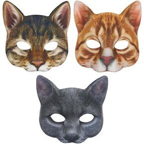 3pcs Cat Halloween Mask واقعيا قش الأقنعة القطط الحيوانية لعيد عيد الميلاد عيد الفصح عيد الفصح Cosplay Cosplay Assume Assume Assume