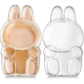 Clear Bag Keychain for Labubu Plush Doll ، Clear Doll Display Protction Cover ، Figure Figure الشفافة مربع تخزين علبة أكريليك لجامع المشجعين (V2)