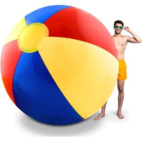Wiooffen 78 بوصة كرة شاطئية عملاقة كبيرة كرات بركة قابلة للنفخ مع مضخة كهربائية كرات السباحة الصيفية PVC كرة رياضية للبالغين للبالغين البليار