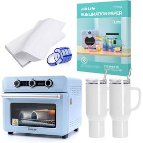 PYD LIFE 25 L تسامي الفرن تسامي باقة BENGINERS KIT BUNDLE مع 40 أوقية تسامي Tumblers ، شريط تسامي ، تقلص فيلم التفاف وورق التسامي A3 الحجم