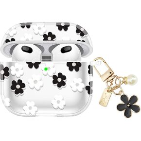 AirPods المتوافقة مع Oetker 4 حالة للنساء اللطيف ، واضحة الأزهار الأزهار الغطاء العلبة الجيل الرابع مع سلسلة مفاتيح الزهور ، و iPods شفافة وحماية شفافة 4 حالة لقرون الهواء 4 Gen 2024
