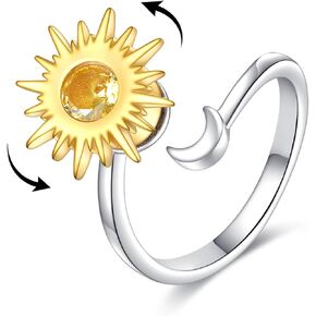Sun Moon Fidget Ring Sun Moon Anxiety Fidget for Men Women