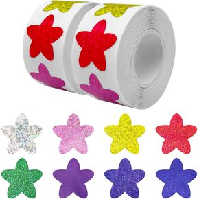 1000Pcs 1" Foil Small Star Stickers Self Adhesive Sparkly Star Sticker for Reward Charts Incentive Stickers for Student Behavior Chart,Crafts,School Classroom Teacher Supplies(2 Rolls)