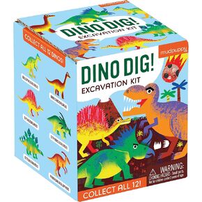 مجموعة Dino Dig Exhavation Kit من Mudpuppy - Dinosaur Dig Kit للأطفال 6+ ، وتشمل بيضة ديناصور واحدة وإزميل بلاستيكي ، وجمع جميع الديناصورات الـ 12!