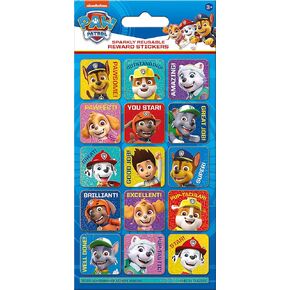 01.70.12.046 Paw Patrol Sparkly Reusable Reward Stickers, Blue, 19.5cm x 9.5cm
