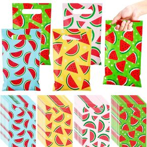 RealLnaive 48 PCS بلاستيك الأكياس البطيخ أكياس هدايا كبيرة الصيف حلوى Goodie حقائب مع مقبض لصالح الحفلة الصيفية لصالح لوازم الديكور
