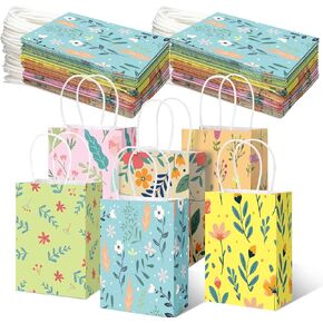 Kolldenn 36 PCS الأزهار الزهرية أكياس النساء حفلات الشاي لحفلات الشاي مع مقابض عيد ميلاد Goodie Candy Treat Colorful Flower Complies Supplies ، 8.3 × 5.9 × 3.1 بوصة (أنيقة)