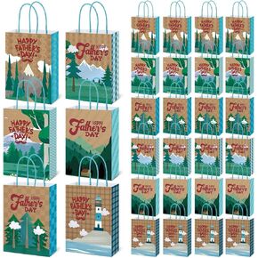 SkyyGemm 30 PCS عيد الأب الهدايا الأكياس للأطفال السعيد يوم الأب الصالح حقائب مع مقابض حقيبة هدايا مضحكة لعيد الأب موضوع الحفلة لوازم الهدايا