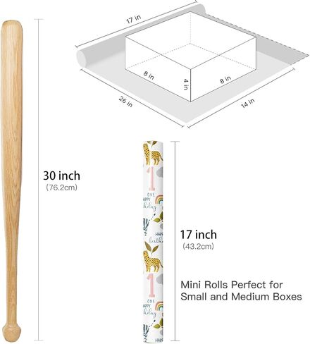 RUSPEPA 1st Birthday Wrapping Paper for Kids, Mini Roll, Jungle Animals and Number 1 Pattern Gift Wrap Paper for Boys Girls, Birthday Party, Baby Shower, 17 Inches x 16.4 Feet, 1 Year Old in Saudi Arabia