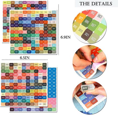 Color Number Stickers, 447 Labels for Diamond Painting Storage Box, Rectangle with Number Stickers for Diamond Painting Organizer Case (2 Set) in Kuwait