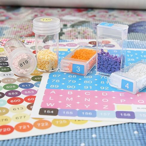Color Number Stickers, 447 Labels for Diamond Painting Storage Box, Rectangle with Number Stickers for Diamond Painting Organizer Case (2 Set) in Kuwait