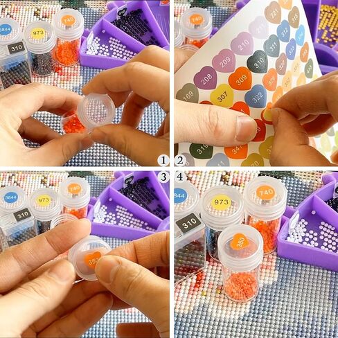 Color Number Stickers, 447 Labels for Diamond Painting Storage Box, Rectangle with Number Stickers for Diamond Painting Organizer Case (2 Set) in Kuwait