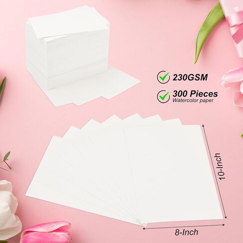 PATIKIL 300 Pcs Pure Cotton Watercolor Paper 110lb/230 GSM Water Coloring Paint Paper for Art Painting Watercolor Drawing Artist, 8x10 Inch in Saudi Arabia