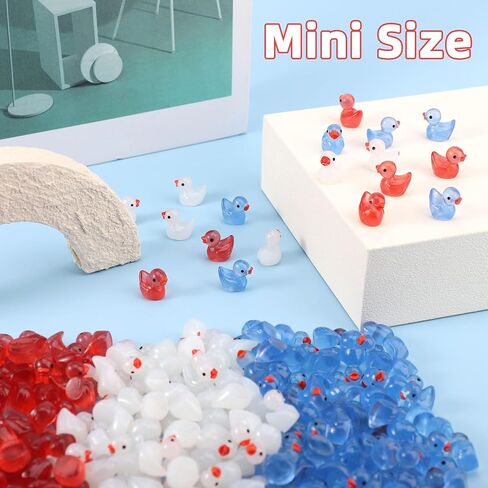 180pcs Independence Little Resin Duck, 3 Color Patriotic Tiny Duck Bulk, Small Miniature 4th of July Mini Decor, Assorted Memorial Decoration for Micro Garden Landscape (Blue, White, Red) in Kuwait