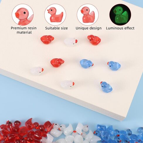 180pcs Independence Little Resin Duck, 3 Color Patriotic Tiny Duck Bulk, Small Miniature 4th of July Mini Decor, Assorted Memorial Decoration for Micro Garden Landscape (Blue, White, Red) in Kuwait
