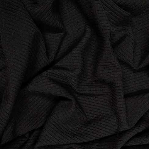 Texco Solid Color 4x2 Rib Knit Poly Rayon Spandex Fabric, Black 1 Yard in Saudi Arabia