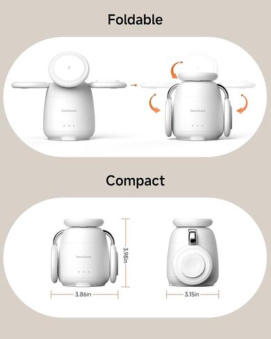 Charging Station for MagSafe Charger, 3 in 1 Wireless Charger for iPhone 16/15/14/13/12 Series, for Apple Watch & Air Pods, SwanScout 707M (No Adapter) (Black) in Kuwait