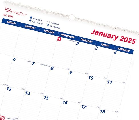 Brownline® 2025 التقويم الجدران الشهري ، 12 شهرًا ، من يناير إلى ديسمبر ، ملزمة مزدوجة ، 20 "× 30" (C171105-25) in Kuwait