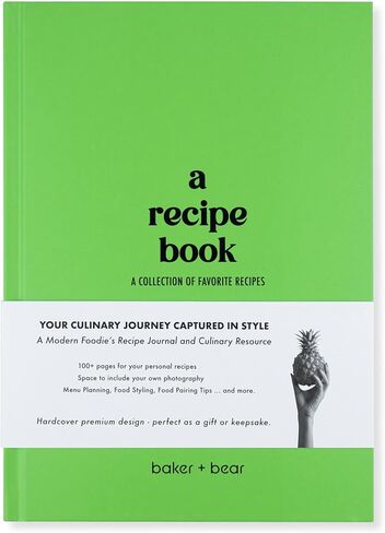 Recipe Book: Blank Cookbook to Write in Your Own Recipes – Customizable Recipe Journal with Photo Space, Journaling Prompts About the Chef, Menu Planning, and Cooking Tips - Green in Saudi Arabia