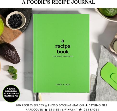 Recipe Book: Blank Cookbook to Write in Your Own Recipes – Customizable Recipe Journal with Photo Space, Journaling Prompts About the Chef, Menu Planning, and Cooking Tips - Green in Saudi Arabia