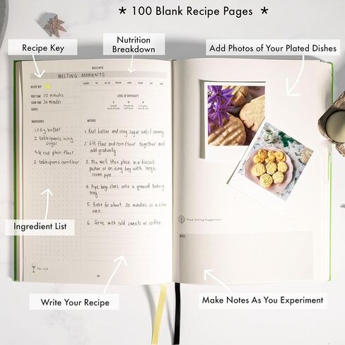 Recipe Book: Blank Cookbook to Write in Your Own Recipes – Customizable Recipe Journal with Photo Space, Journaling Prompts About the Chef, Menu Planning, and Cooking Tips - Green in Saudi Arabia