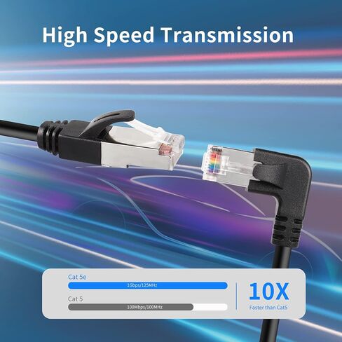 QIANRENON 90° Angle RJ50 10P10C Ethernet Cable,10P 10C Male to Right Angle Male Communication Cable,Cat5E,with Shield,Microphone Connections for Data and Mobile Radios,30cm/11.8in (Down Angle) in Kuwait
