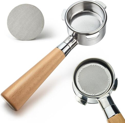 54 mm Bottomless Portafilter with Puck Screen, 3 Ears Espresso Portafilter Compatible with Breville Barista Express Machines,Stainless Steel Portafilter and Rosewood Handle in Kuwait