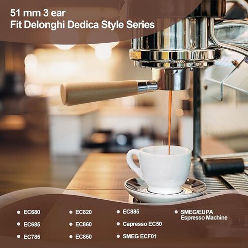 54 mm Bottomless Portafilter with Puck Screen, 3 Ears Espresso Portafilter Compatible with Breville Barista Express Machines,Stainless Steel Portafilter and Rosewood Handle in Kuwait