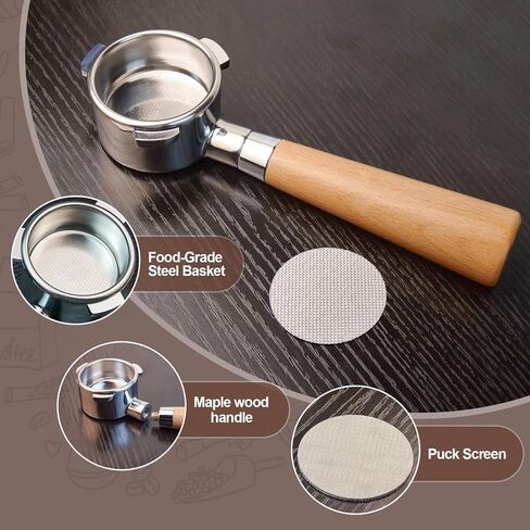 54 mm Bottomless Portafilter with Puck Screen, 3 Ears Espresso Portafilter Compatible with Breville Barista Express Machines,Stainless Steel Portafilter and Rosewood Handle in Kuwait