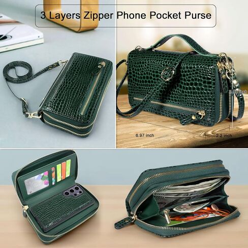 Harryshell Compatible with Samsung Galaxy S25 Ultra Case Wallet Multi Zipper Detachable Removable Cover Purse with Card Slots Holder Mirror Crossbody Wrist Strap for 6.9 inch (Black) in Kuwait