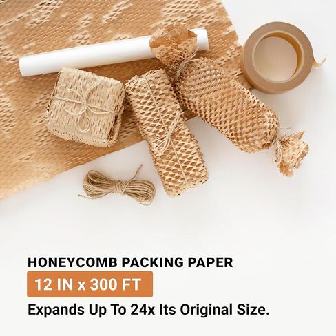 AVIDITI Honeycomb Packing Paper 12" W x 300' L | Eco-Friendly Wrapping & Packaging Paper Supplies for Moving, Storage & Shipping, Comparable to Bubble Wrap & Newsprint Packing Paper Sheets in Saudi Arabia