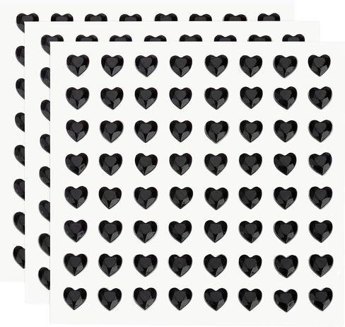 MECCANIXITY 192 Pcs Heart Rhinestone 6mm Self Adhesive Gems Stickers Jewelry Stickers for Jewelry Making, Valentine Makeup, DIY Crafts, Black in Saudi Arabia