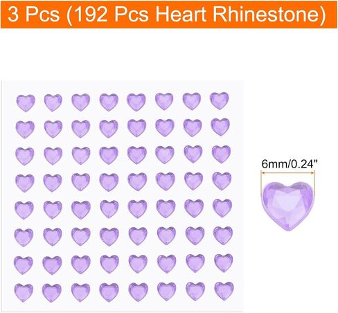 MECCANIXITY 192 Pcs Heart Rhinestone 6mm Self Adhesive Gems Stickers Jewelry Stickers for Jewelry Making, Valentine Makeup, DIY Crafts, Black in Saudi Arabia