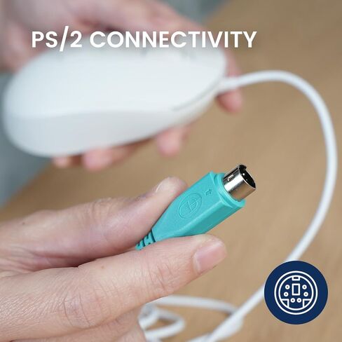 Perixx PERIMICE-222CW USB Type C Wired Optical Mouse, 1200/1600/2000 DPI, Long 5.9 Ft Cable, Compatible with Tablets, Laptops, and PCs, White in Kuwait