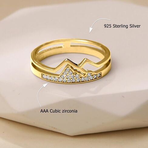 FUNYCHEN Christmas Gifts Mountain Ring for Women Sterling Silver Faith Moves Moutains Inspirational Rings to My Daughter Stacking Wave Ring Dainty Keep Climbing Ring Bands US Size 5-10 in Kuwait