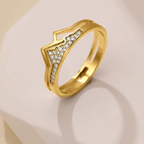 FUNYCHEN Christmas Gifts Mountain Ring for Women Sterling Silver Faith Moves Moutains Inspirational Rings to My Daughter Stacking Wave Ring Dainty Keep Climbing Ring Bands US Size 5-10 in Kuwait