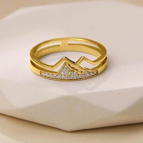 FUNYCHEN Christmas Gifts Mountain Ring for Women Sterling Silver Faith Moves Moutains Inspirational Rings to My Daughter Stacking Wave Ring Dainty Keep Climbing Ring Bands US Size 5-10 in Kuwait