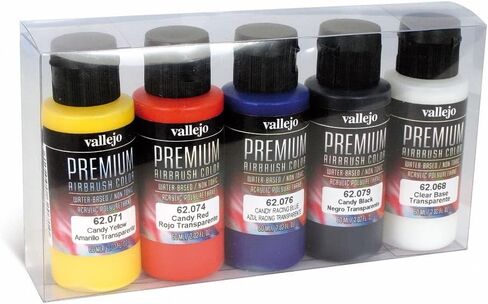 Vallejo - Premium Color Set Fluorescent Colors | Water-Based Multi-Surface Pigments | High-Visibility UV Reactive Colors | Acrylic Professional Airbrushing Kit | 5 Bottles x 60 ml. (2.02 fl.oz.) in Saudi Arabia