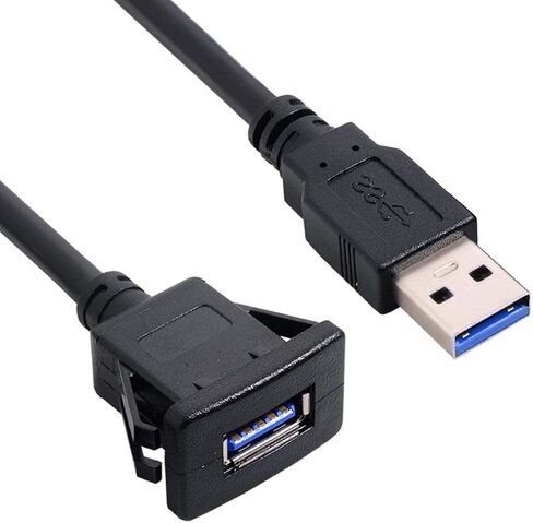 cablecc 1m Waterproof Single USB 2.0 Extension Latch Mount Car AUX Cable for Dashboard Panel in Kuwait