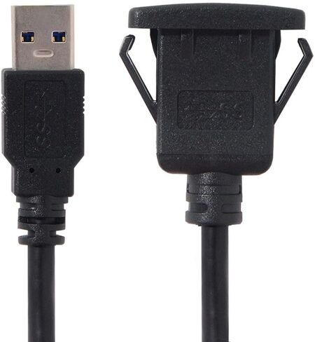 cablecc 1m Waterproof Single USB 2.0 Extension Latch Mount Car AUX Cable for Dashboard Panel in Kuwait
