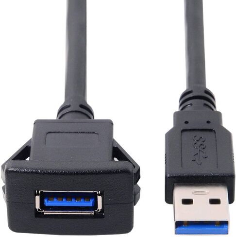 cablecc 1m Waterproof Single USB 2.0 Extension Latch Mount Car AUX Cable for Dashboard Panel in Kuwait