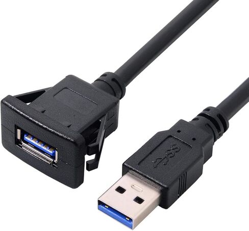 cablecc 1m Waterproof Single USB 2.0 Extension Latch Mount Car AUX Cable for Dashboard Panel in Kuwait