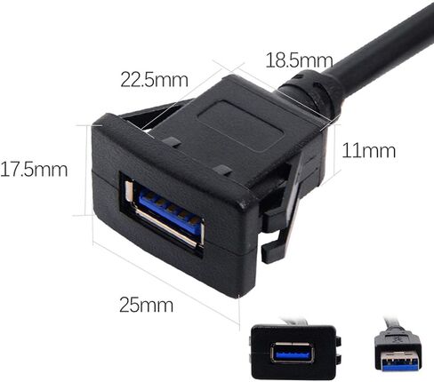 cablecc 1m Waterproof Single USB 2.0 Extension Latch Mount Car AUX Cable for Dashboard Panel in Kuwait
