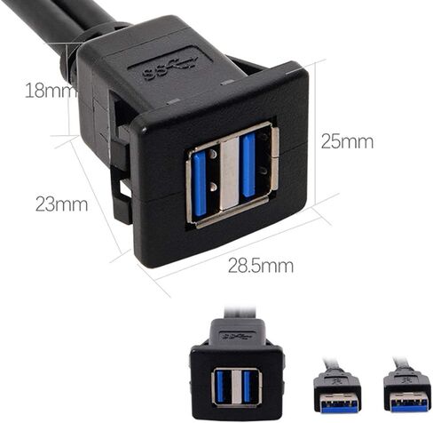 cablecc 1m Waterproof Single USB 2.0 Extension Latch Mount Car AUX Cable for Dashboard Panel in Kuwait