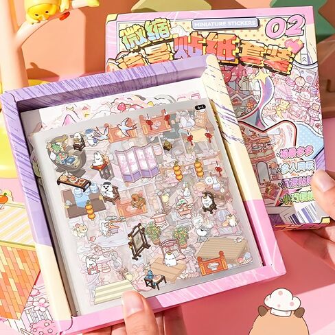 3D Sticker Scene, 20 Sets DIY 3D House Stickers with Box-Packed, Sticker Therapy Cute Cartoon Scenes for Adults Kids Relief Stress Pass The Time,Make Your Own Mini Room Scenes in Kuwait