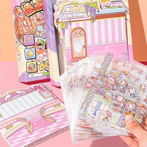 3D Sticker Scene, 20 Sets DIY 3D House Stickers with Box-Packed, Sticker Therapy Cute Cartoon Scenes for Adults Kids Relief Stress Pass The Time,Make Your Own Mini Room Scenes in Kuwait