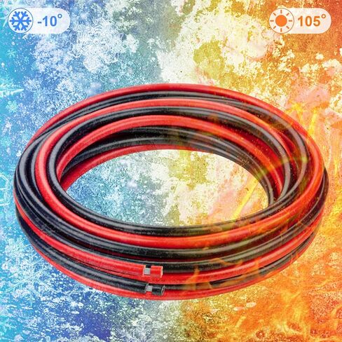 سلك Shirbly ذو قياسين - 10FT أحمر و10FT أسود 2 AWG كبل نحاسي معلب لسلك السيارة الصوتي والمقطورة البحرية (2AWG 10FT أحمر + 10FT أسود) in Saudi Arabia
