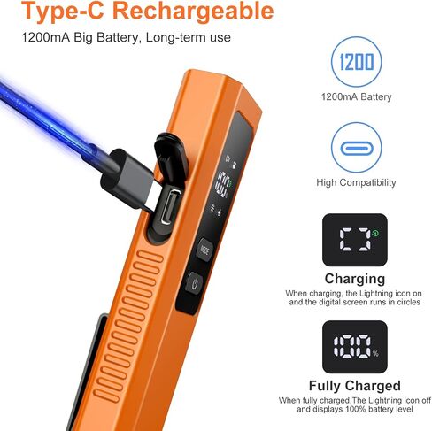 EDC Flashlight 4 in 1 Pocket Magnetic Flashlight High Lumens Work Light with Green Beam & UV Light & Warning Light Combo EDC Light Rechargeable LT-010 (Black) in Saudi Arabia
