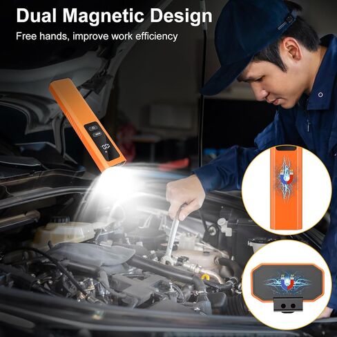 EDC Flashlight 4 in 1 Pocket Magnetic Flashlight High Lumens Work Light with Green Beam & UV Light & Warning Light Combo EDC Light Rechargeable LT-010 (Black) in Saudi Arabia